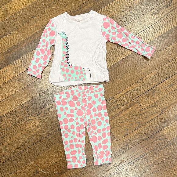 Stella McCartney Kids Pink & Mint Giraffe Print Long-Sleeve Top